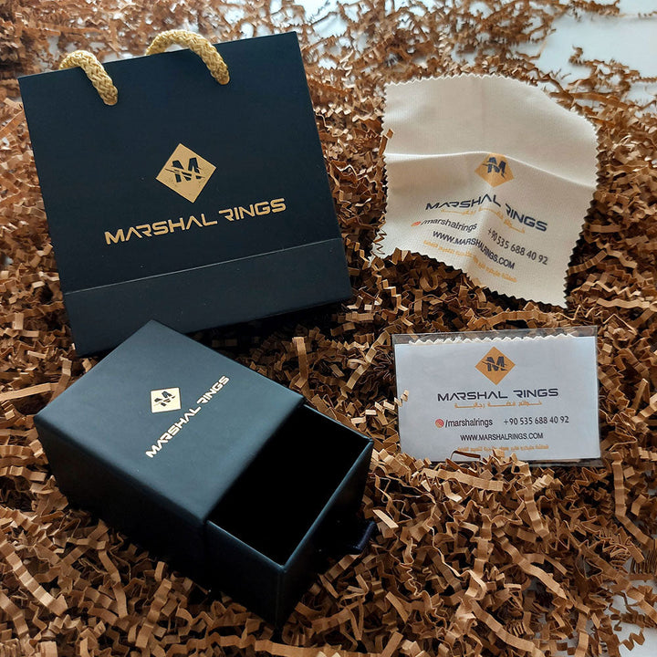 خاتم فضة رجالي 925 مرصع بحجر الكهرمان الأحمر منقوش يدوياً مزين بطغراء عثمانية  - متجر المارشال للخواتم الرجالية 7