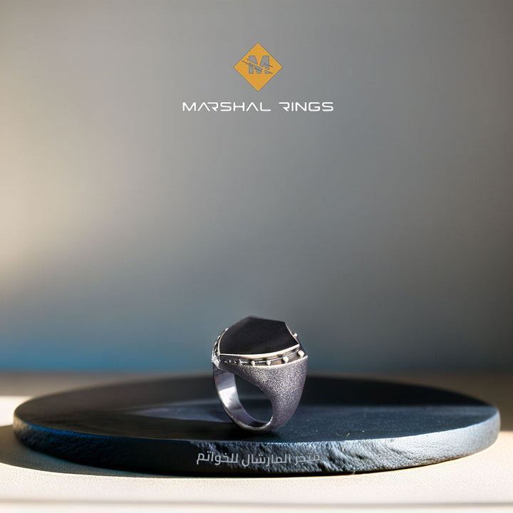 خاتم فضة رجالي 925 بتصميم الدرع  - متجر المارشال للخواتم الرجالية 2