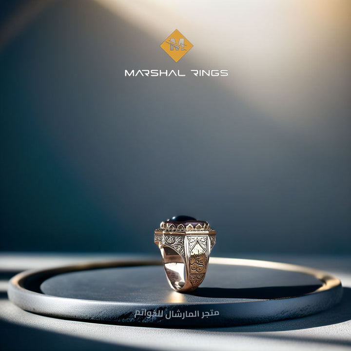 خاتم فضة رجالي 925 مزين بتصميم ميزان العدل الكلاسيكي - متجر المارشال للخواتم الرجالية 2