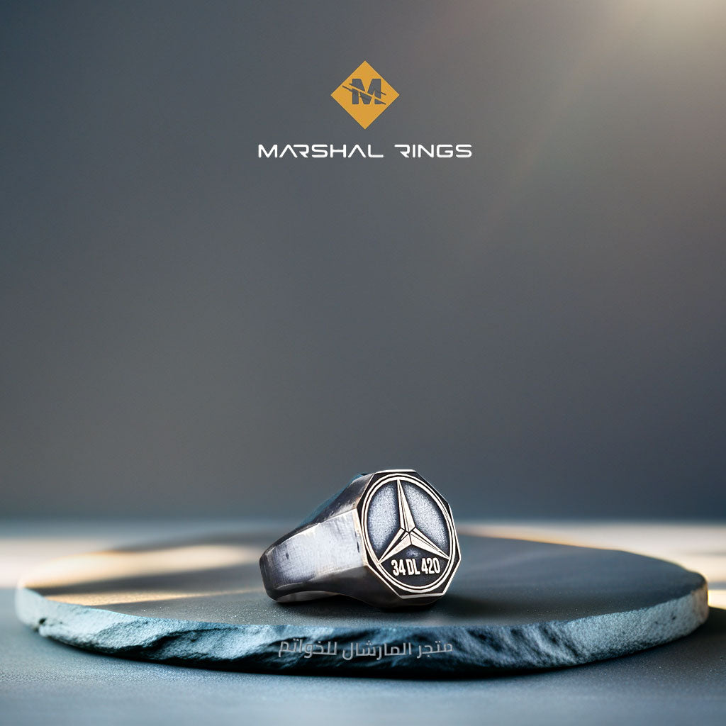 Men's sterling silver ring 925 engraved with the logo of any car brand ...