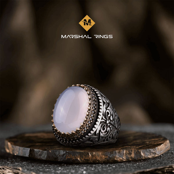 خاتم فضة رجالي  925 مرصع بالعقيق اليماني - متجر المارشال للخواتم الرجالية 1