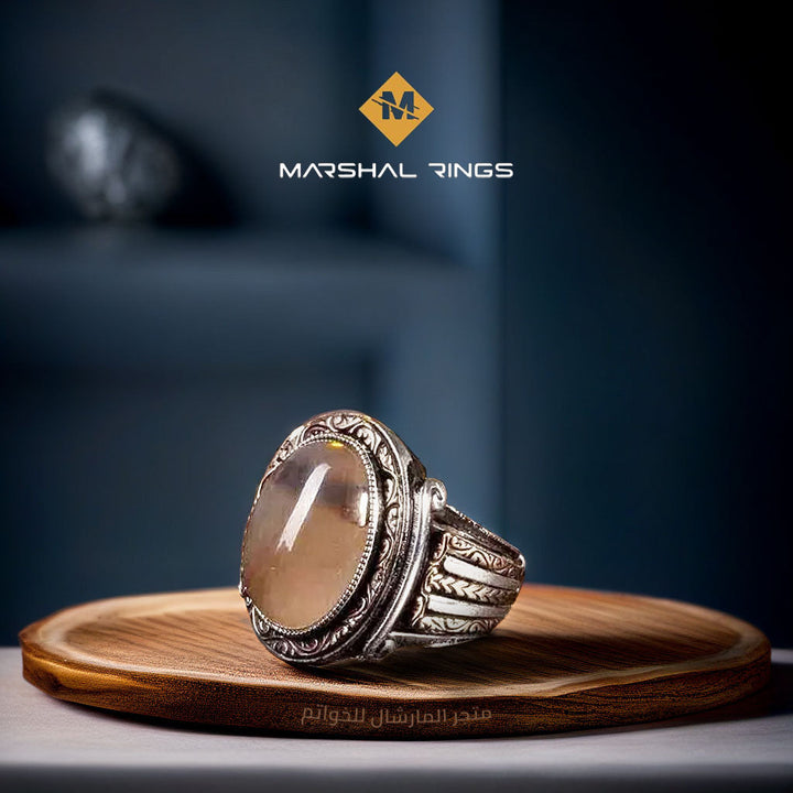 خاتم فضة رجالي  925 مرصع بالعقيق اليماني - متجر المارشال للخواتم الرجالية 1