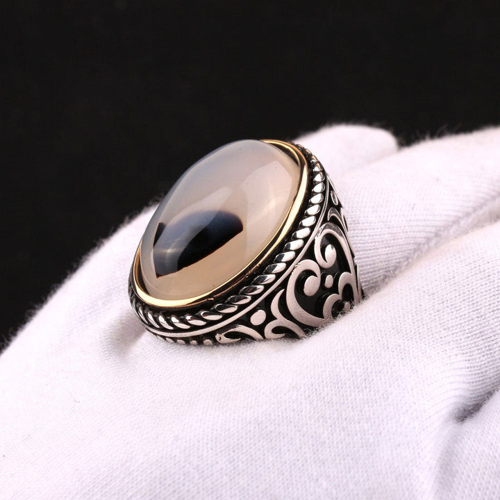 خاتم فضة رجالي  925 مرصع بالعقيق الأحمر النجمي بتصميم شبكي فريد - متجر المارشال للخواتم الرجالية 3