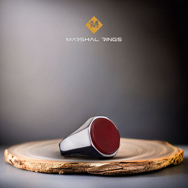 خاتم فضة رجالي  925 مرصع بالعقيق الأصفر بتصميم - متجر المارشال للخواتم الرجالية 1