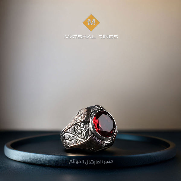 خاتم فضة رجالي 925 مرصع بحجر الزركون مزين بأجنحة رباعية البرونزية بلمسةً مميزة - متجر المارشال للخواتم الرجالية 1