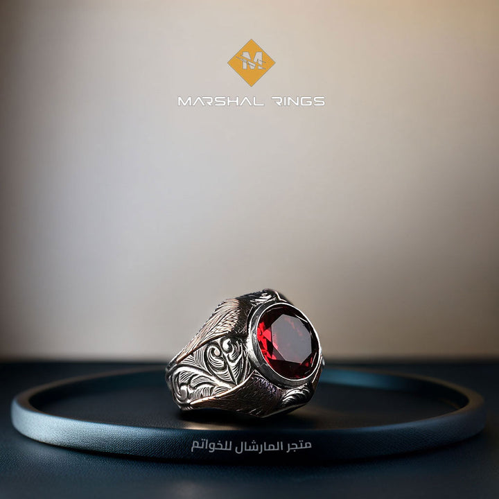 خاتم فضة رجالي 925 مرصع بحجر الزركون مزين بأجنحة رباعية البرونزية بلمسةً مميزة - متجر المارشال للخواتم الرجالية 1