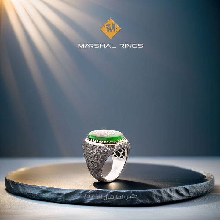 خاتم فضة رجالي 925 منقوش يدوياً مزين بعبارة "كلمة التوحيد" - متجر المارشال للخواتم الرجالية 3