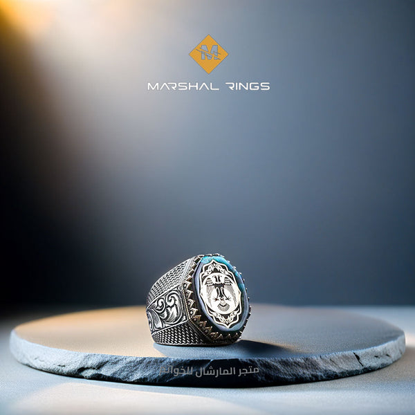 خاتم فضة رجالي 925 بتصميم نسر مزدوج الرأس يرمز للقوة والعزة - متجر المارشال للخواتم الرجالية 1