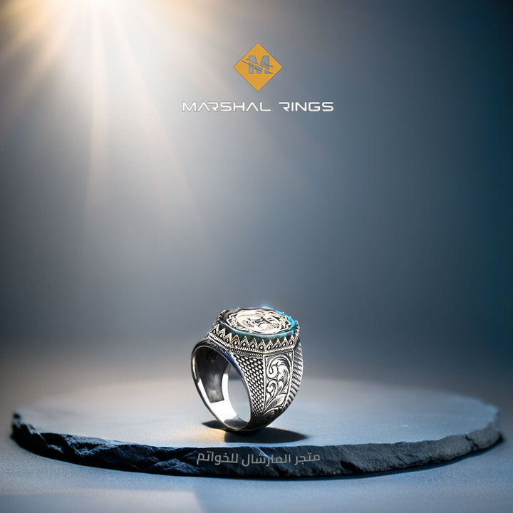 خاتم فضة رجالي 925 بتصميم نسر مزدوج الرأس يرمز للقوة والعزة - متجر المارشال للخواتم الرجالية 2