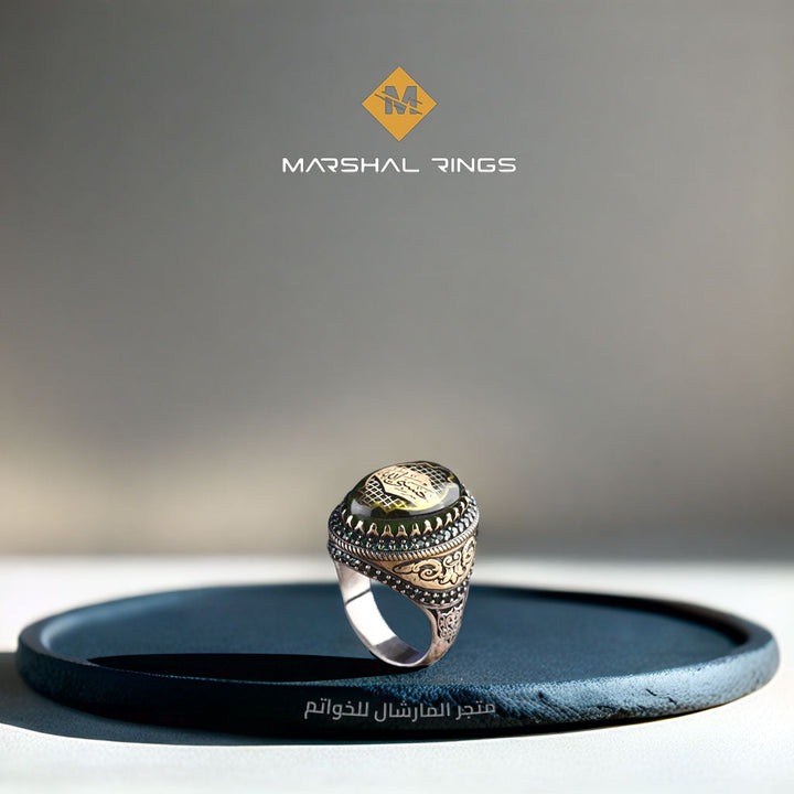 خاتم فضة رجالي 925 منقوش يدوياً مزين بعبارة "حسبي الله" - متجر المارشال للخواتم الرجالية 2