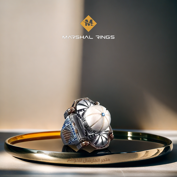 خاتم فضة رجالي 925 مزين بقبة بتصميم "إقرأ" منقوش يدوياً - متجر المارشال للخواتم الرجالية 1