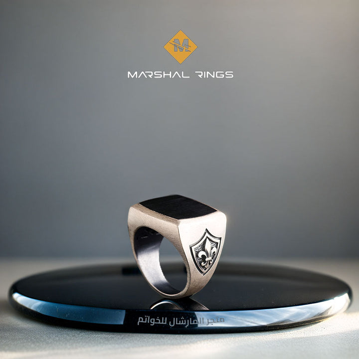خاتم فضة رجالي 925 مرصع بحجر الأونيكس بتصميم عصري أنيق - متجر المارشال للخواتم الرجالية 2