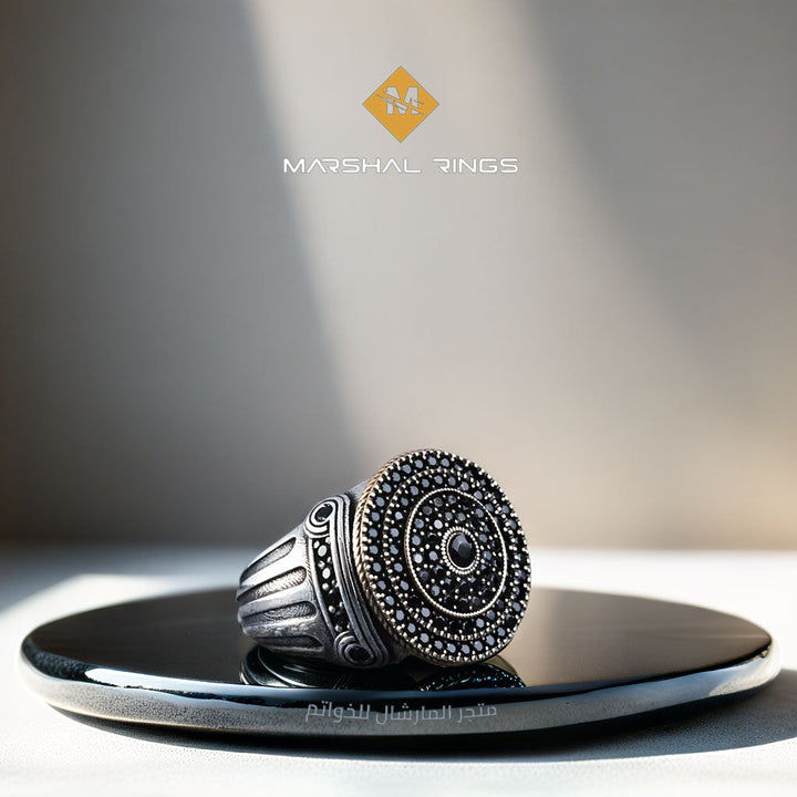 خاتم فضة رجالي 925 مرصع بحجر الأونيكس بتصميم أنيق - متجر المارشال للخواتم الرجالية 1