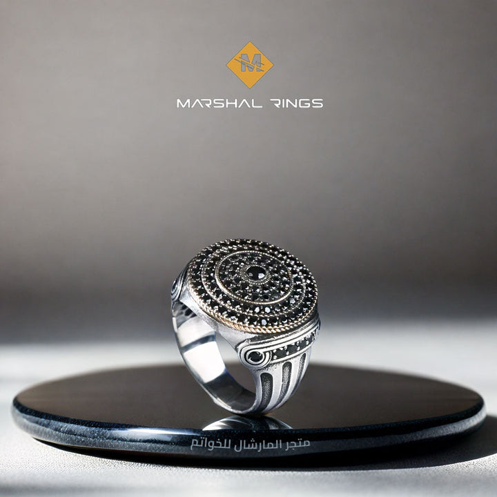 خاتم فضة رجالي 925 مرصع بحجر الأونيكس بتصميم أنيق - متجر المارشال للخواتم الرجالية 2