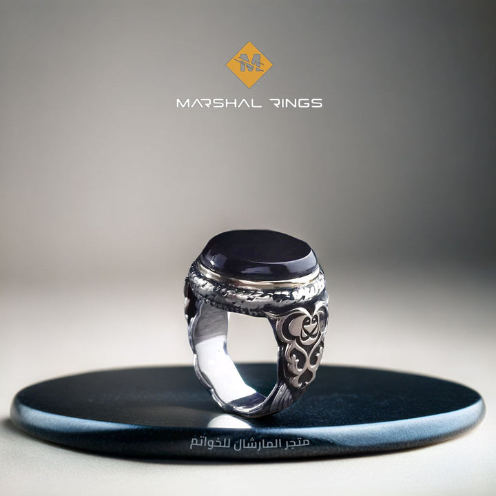 خاتم فضة رجالي 925 مرصع بحجر الأونيكس الأسود بتصميم كلاسيكي - متجر المارشال للخواتم الرجالية 2