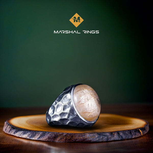 خاتم فضة رجالي بحجر روتيل كوارتز - تصميم عصري وجاذبية لا تقاوم (عيار 925) - متجر المارشال للخواتم الرجالية 1