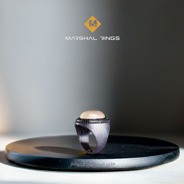 خاتم فضة رجالي 925 مرصع بحجر الكوارتز الروتيل بتصميم كلاسيكي - متجر المارشال للخواتم الرجالية 2