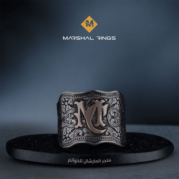 خاتم فضة 925 رجالي عصري قابل للتخصيص باسمك أو الأحرف الأولى - متجر المارشال للخواتم الرجالية 1
