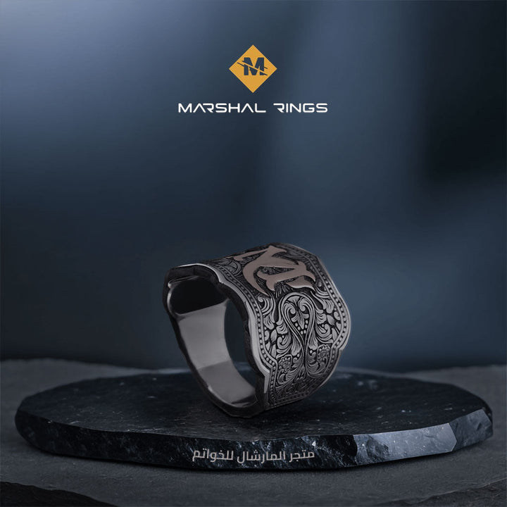 خاتم فضة 925 رجالي عصري قابل للتخصيص باسمك أو الأحرف الأولى - متجر المارشال للخواتم الرجالية 2