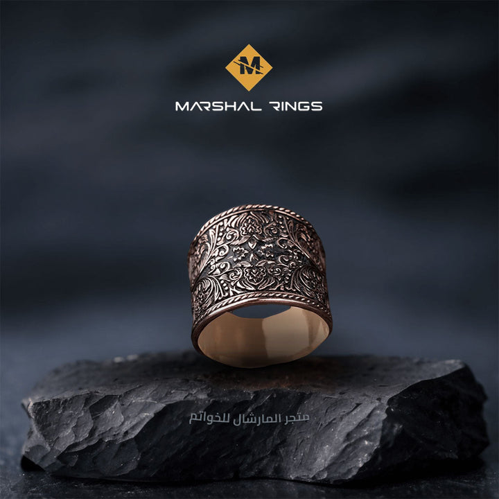خاتم فضة 925 رجالي مزخرف بتصميم أنيق ولمسة شخصية - متجر المارشال للخواتم الرجالية 2