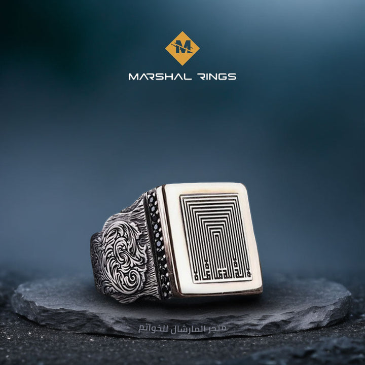 خاتم فضة 925 رجالي بنقش آية الكرسي تصميم كلاسيكي عصري فاخر - متجر المارشال للخواتم الرجالية 1