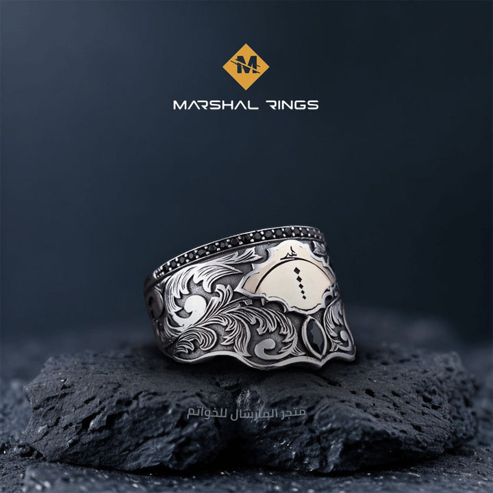 خاتم فضة 925 رجالي مصمم بحرفية عالية أناقة فاخرة - متجر المارشال للخواتم الرجالية 1