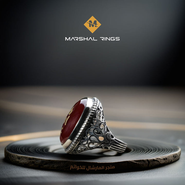 خاتم فضة رجالي 925 بنقش "محمد رسول الله" - تصميم اسلامي - متجر المارشال للخواتم الرجالية 2
