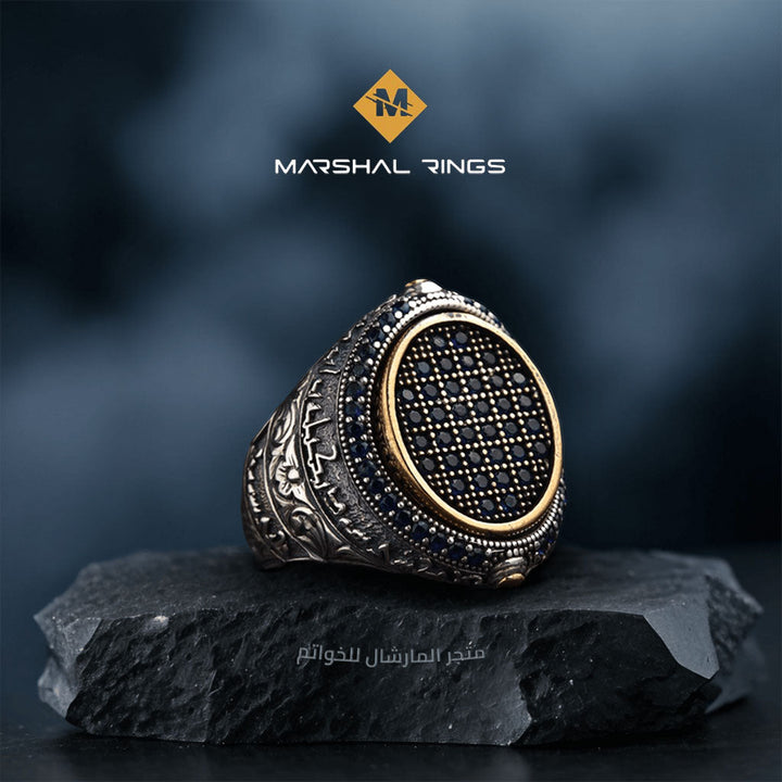 خاتم فضة 925 رجالي تصميم إسلامي أناقة وتفرد - متجر المارشال للخواتم الرجالية 3