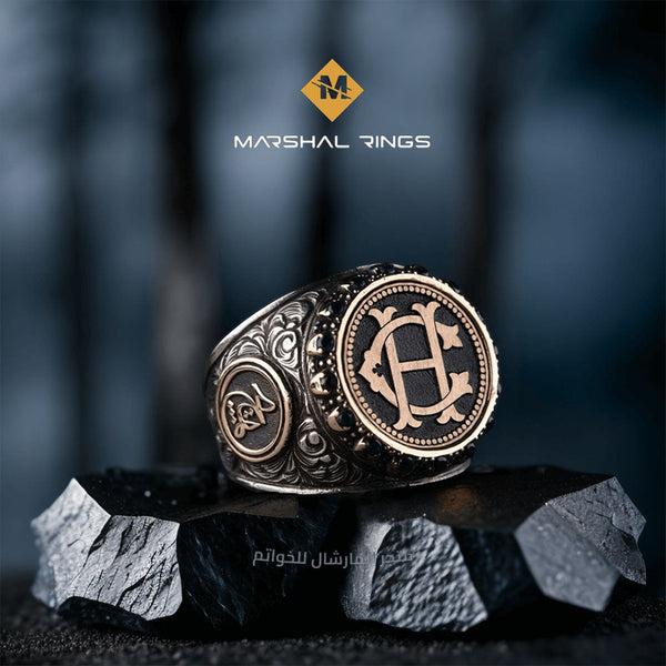 خاتم فضة 925 رجالي مستوحى من الفخامة الملكية - متجر المارشال للخواتم الرجالية 1