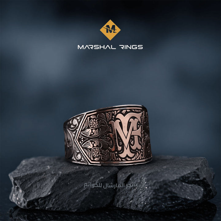 خاتم فضة 925 رجالي تصميم خاص بصمتك الشخصية - متجر المارشال للخواتم الرجالية 1