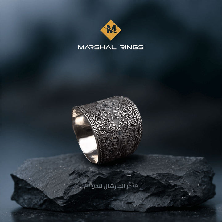 خاتم فضة 925 رجالي بتصميم يدوي حرفية عالية - متجر المارشال للخواتم الرجالية 2