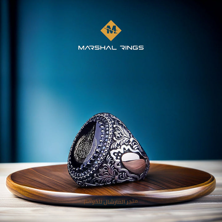 خاتم فضة رجالي بنقش آية الكرسي - تصميم أنيق (عيار 925) - متجر المارشال للخواتم الرجالية 2