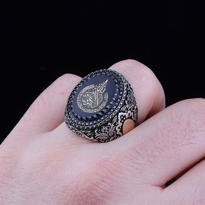 خاتم فضة رجالي بنقش آية الكرسي - تصميم أنيق (عيار 925) - متجر المارشال للخواتم الرجالية 3