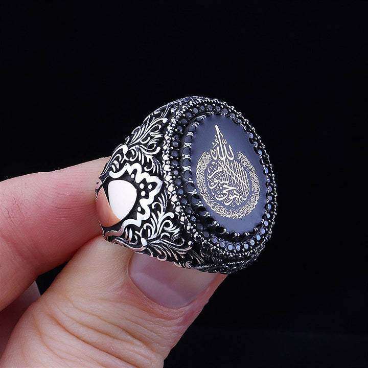 خاتم فضة رجالي بنقش آية الكرسي - تصميم أنيق (عيار 925) - متجر المارشال للخواتم الرجالية 4