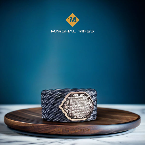 خاتم فضة 925 رجالي عصري بنقش آية الكرسي تصميم أنيق - متجر المارشال للخواتم الرجالية 1