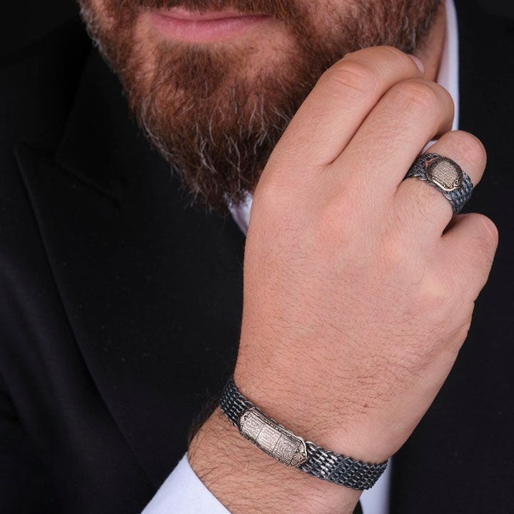 خاتم فضة 925 رجالي عصري بنقش آية الكرسي تصميم أنيق - متجر المارشال للخواتم الرجالية 3