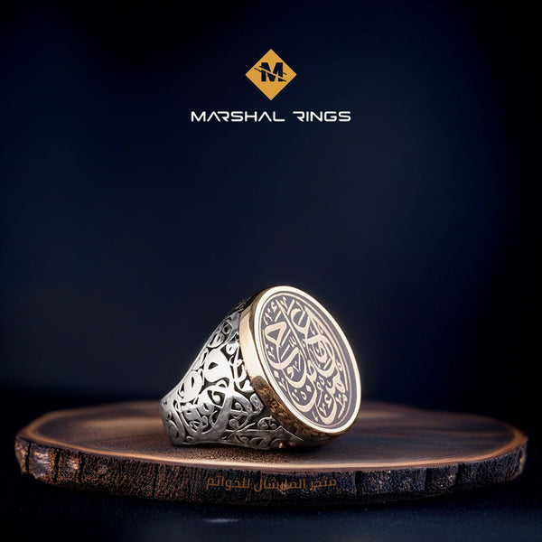 خاتم فضة 925 رجالي بنقش "المرء مع من أحب" تصميم عثماني مميز - متجر المارشال للخواتم الرجالية 1