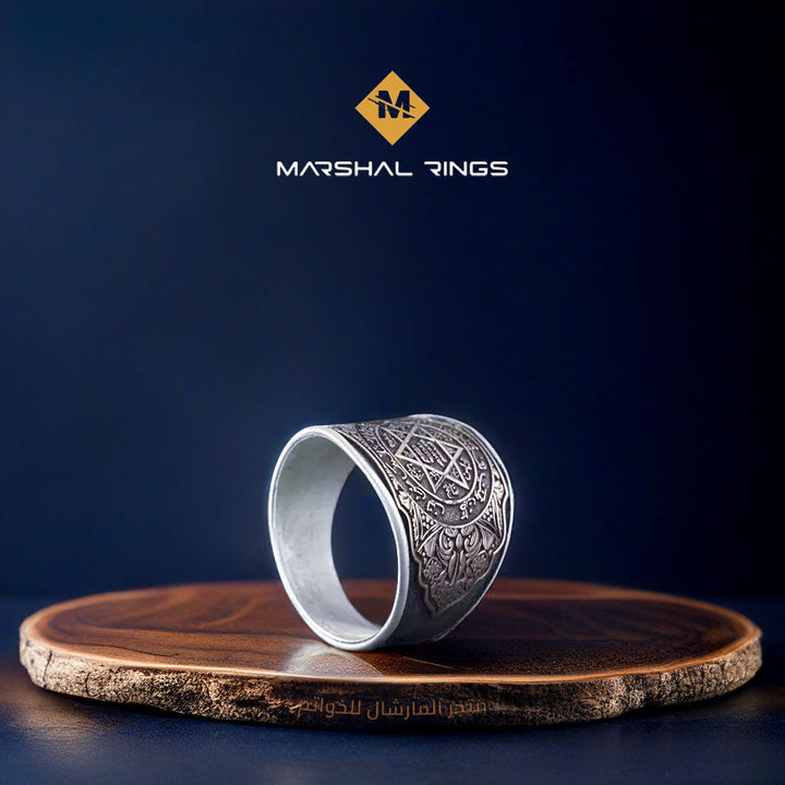 خاتم سليمان 925 الرجالي الفاخر تصميم رمزي - متجر المارشال للخواتم الرجالية 2
