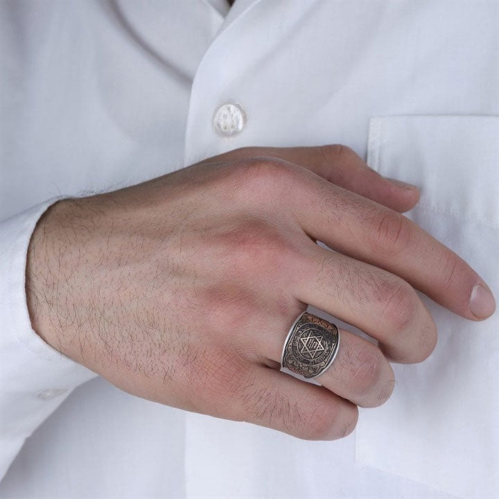 خاتم سليمان 925 الرجالي الفاخر تصميم رمزي - متجر المارشال للخواتم الرجالية 3