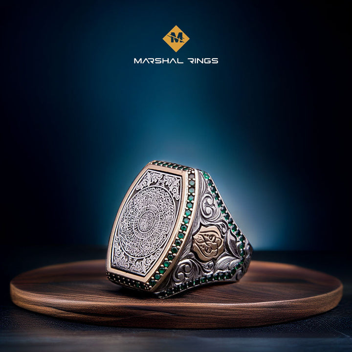 خاتم فضة 925 رجالي بنقش سورة الانشراح تصميم إسلامي - متجر المارشال للخواتم الرجالية 1