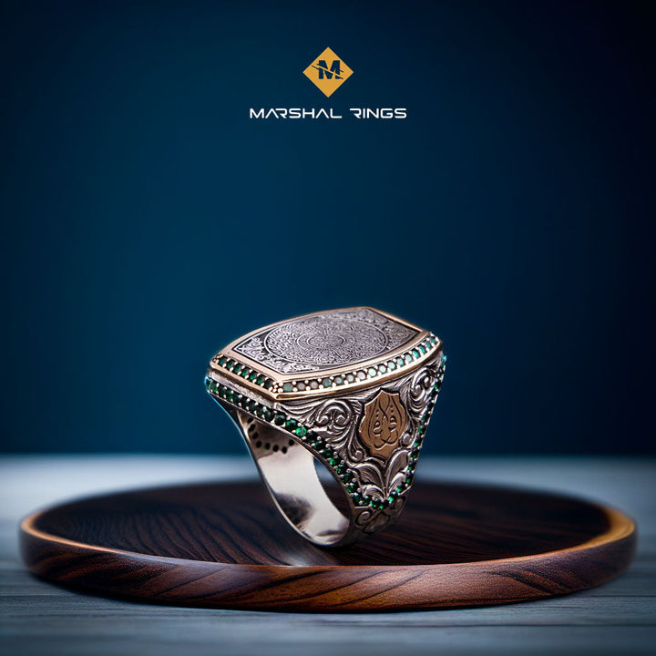 خاتم فضة 925 رجالي بنقش سورة الانشراح تصميم إسلامي - متجر المارشال للخواتم الرجالية 2