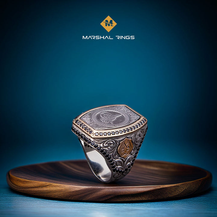 خاتم فضة 925 رجالي تصميم إسلامي أناقة وتفرد - متجر المارشال للخواتم الرجالية 2