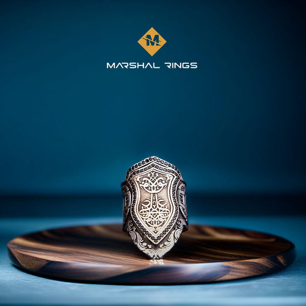 خاتم فضة 925 رجالي درع القوة والأناقة الرجولية - متجر المارشال للخواتم الرجالية 1