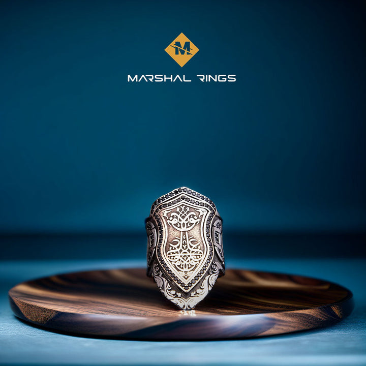 خاتم فضة 925 رجالي درع القوة والأناقة الرجولية - متجر المارشال للخواتم الرجالية 1