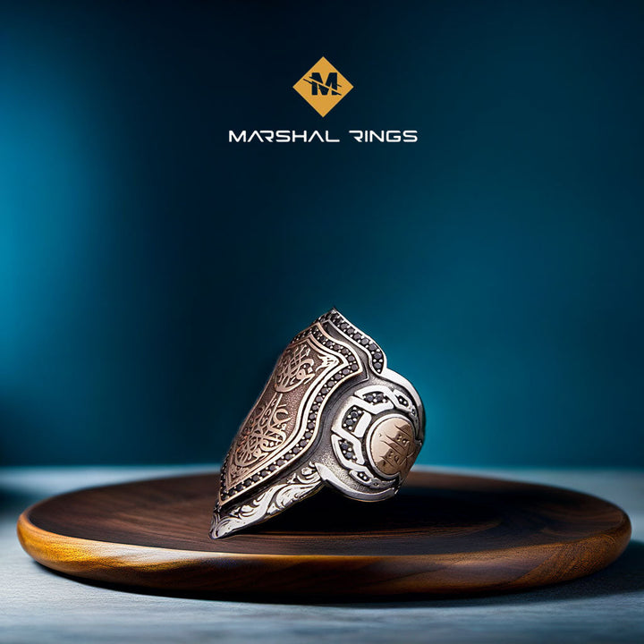 خاتم فضة 925 رجالي درع القوة والأناقة الرجولية - متجر المارشال للخواتم الرجالية 3