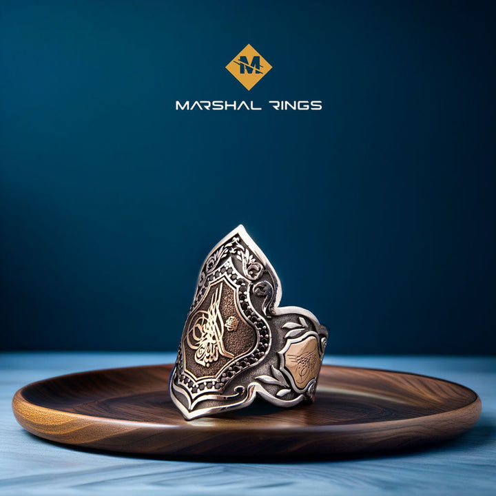 خاتم فضة 925 رجالي بتصميم توقيع سلطاني "الطغراء" فخامة وأصالة - متجر المارشال للخواتم الرجالية 2
