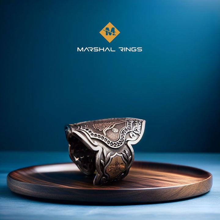 خاتم فضة 925 رجالي بتصميم توقيع سلطاني "الطغراء" فخامة وأصالة - متجر المارشال للخواتم الرجالية 3