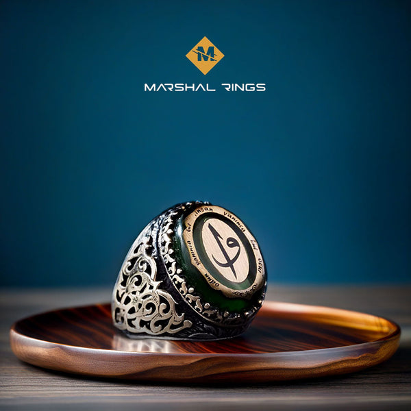 خاتم فضة 925 رجالي بنقش الواو والألف تصميم مميز - متجر المارشال للخواتم الرجالية 1