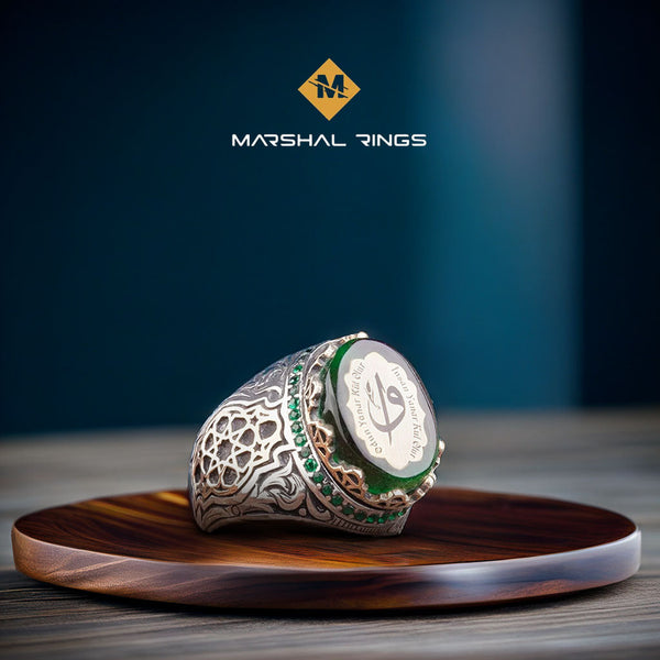 خاتم فضة 925 رجالي بنقش الواو والألف تصميم مميز - متجر المارشال للخواتم الرجالية 1