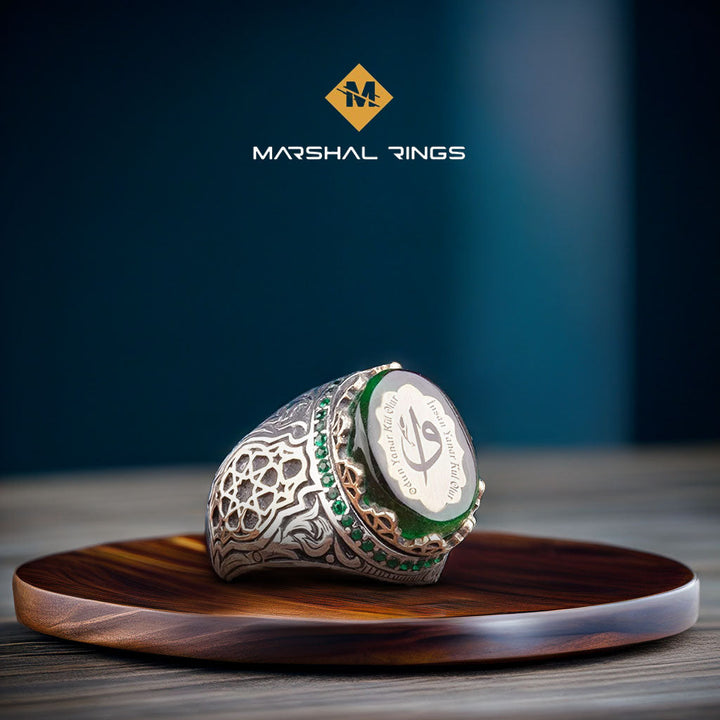 خاتم فضة 925 رجالي بنقش الواو والألف تصميم مميز - متجر المارشال للخواتم الرجالية 1